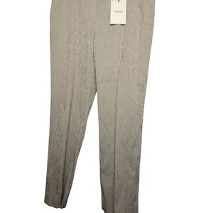 Theory Treeca 4 Womens Pants Size 4 Beige White Seersucker Stripe NWT $345